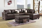 Espresso reversible bonded leather sectional sofa main photo