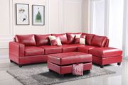 Red reversible bonded leather sectional sofa main photo
