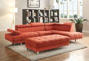 Adjustable arms/headrests orange faux leather sectional sofa main photo