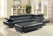 Adjustable arms/headrests black faux leather sectional sofa main photo