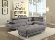 Adjustable arms/headrests gray faux leather sectional sofa main photo