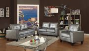 Affordable antique silver faux leather sofa main photo