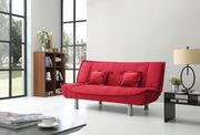 Red micfofiber fabric sofa bed main photo