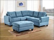 Aqua microfiber sectional sofa w/ modern flare main photo