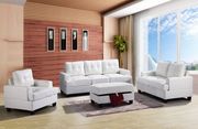 White leatherertte tufted back couch main photo