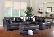 Black bycast leather reversible sectional sofa main photo
