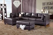 Cappuccino bycast leather reversible sectional sofa main photo