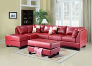 Red bycast leather reversible sectional sofa main photo