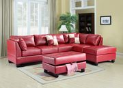 Red bycast leather reversible sectional sofa main photo