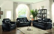 Faux leather comfortable sofa in black main photo