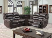 Modern reclining sectional in chocolate leather main photo