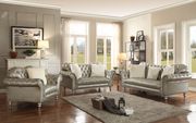 Tufted classical style silver sofa w/ carved back main photo