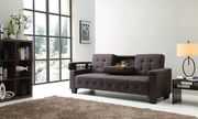 Dark gray fabric sofa bed w/ tufted backs and seats main photo