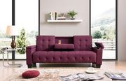 Purple suede sofa bed w/ tufted backs and seats main photo