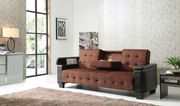 Chocolate suede /  faux leather sofa bed main photo