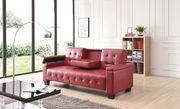 Red faux leather sofa bed main photo