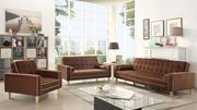 Chocolate suede tufted button design sofa bed main photo