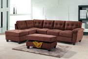 Chocolate microfiber 2pc reversible sectional sofa main photo