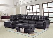Black bycast leather 2pc reversible sectional sofa main photo