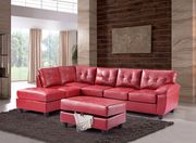 Red bycast leather 2pc reversible sectional sofa main photo