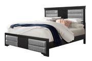 Black casual style king bed w/ silver inserts main photo