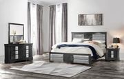Black casual style bed w/ silver inserts main photo