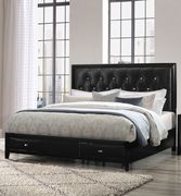 Tufted headboard / drawers black king size bed main photo