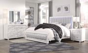 White exquisite queen bed w/ LED main photo