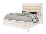 Pearl white full bed w/ tufted headboard & drawers main photo