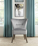 Gray velvet upholstery accent chair main photo