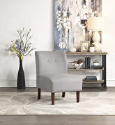 Gray textured fabric upholstery button tufting accent chair