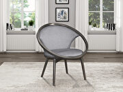Gray tweed herringbone fabric upholstery accent chair