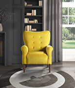 Yellow velvet upholstery accent chair