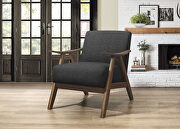 Damala (Dark Gray) Dark gray textured fabric upholstery chair