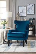 Blue velvet upholstery accent chair