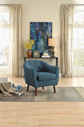 Blue textured fabric upholstery accent chair