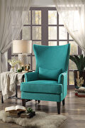 Teal textured fabric upholstery accent chair