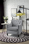 Dark gray velvet fabric upholstery accent chair main photo
