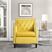 Yellow velvet fabric upholstery accent chair