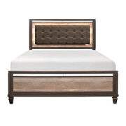 Brown and espresso finish queen bed with led lighting main photo