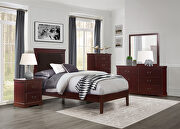 Cherry finish faux leather upholstered headboard full bed main photo
