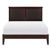 Cherry finish faux leather upholstered headboard eastern king bed main photo