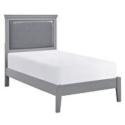 Gray finish faux leather upholstered headboard full bed main photo