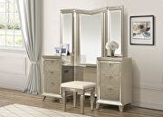 Champagne metallic finish vanity dresser with mirror and led lighting