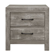 Modern lines and rustic styling gray finish nightstand