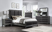 Wire-brushed gray finish queen bed main photo