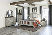 Light gray finish slat headboard and footboard queen bed