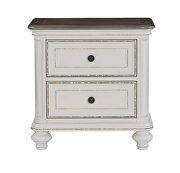 Antique white and brown-gray finish nightstand