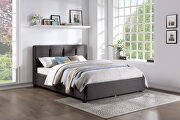 Graphite fabric upholstery queen platform bed