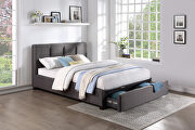 Graphite fabric upholstery queen platform bed with storage